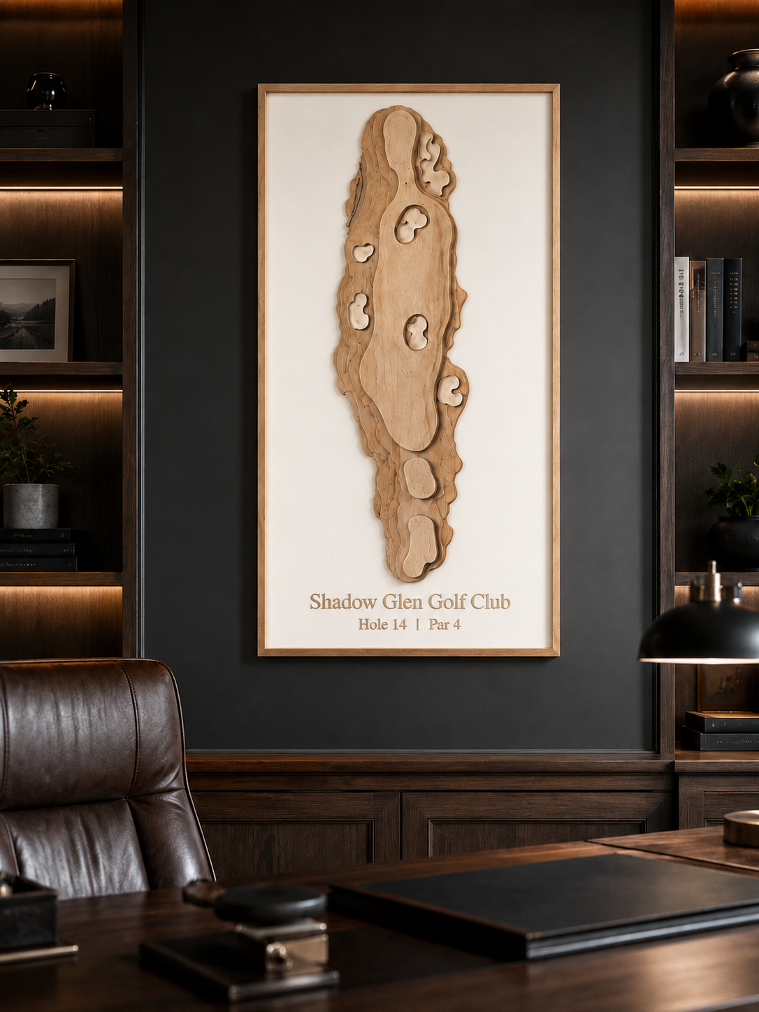 Layered hardwood golf course artwork by Cheney Works